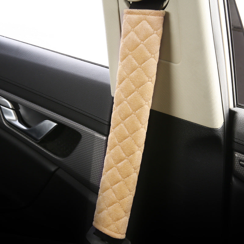 plush car seat belt shoulder pad cover in black