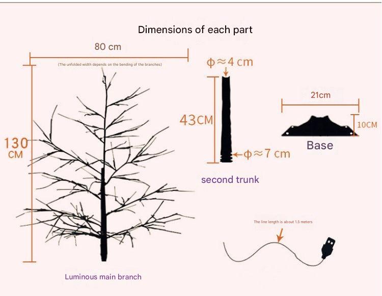 Battery operated LED birch tree light with remote control