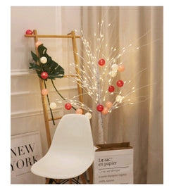 LED birch tree light on the floor