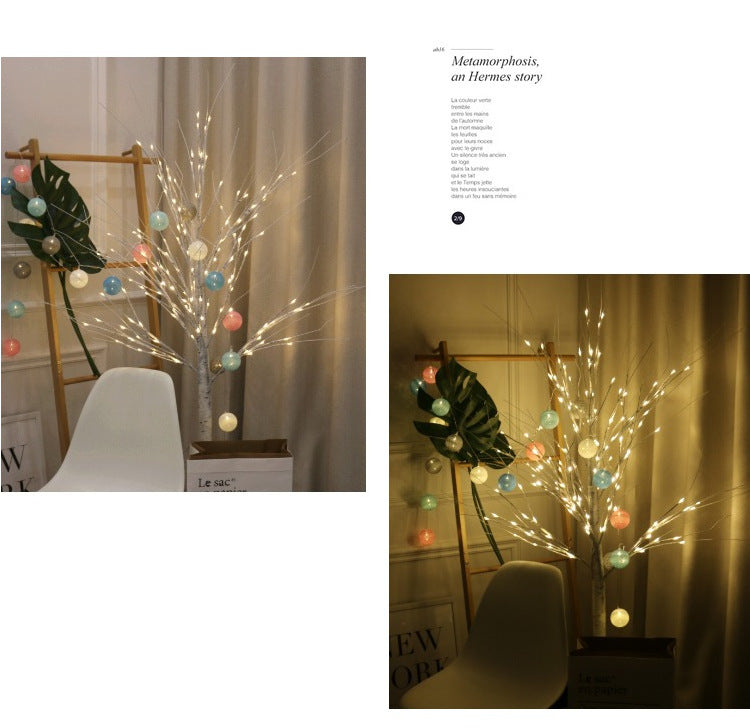 Winter themed LED birch tree decor illumination