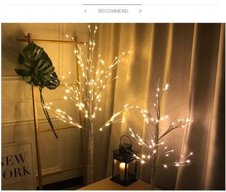 Battery operated LED birch tree light with remote control