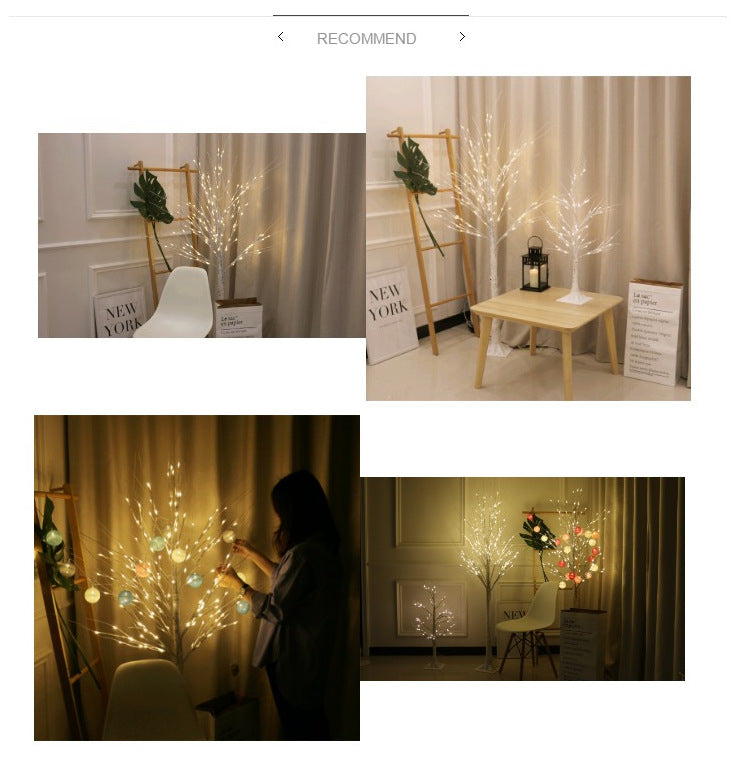 LED birch tree light on the floor