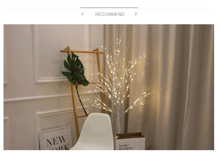 Winter themed LED birch tree decor illumination