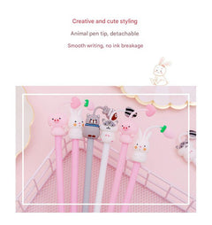Image of adorable cartoon animal gel pens with colourful designs