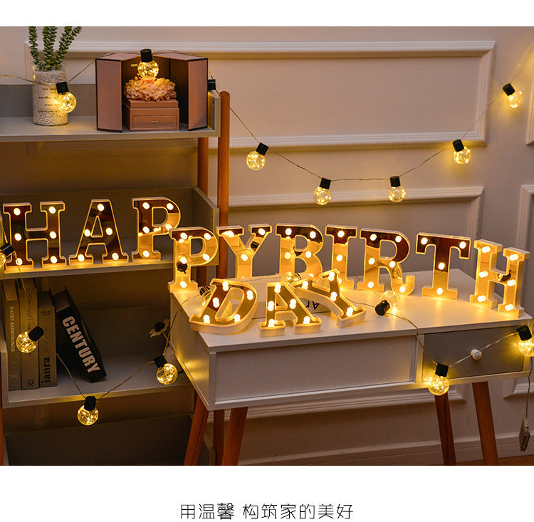 LED lights showing festive letters