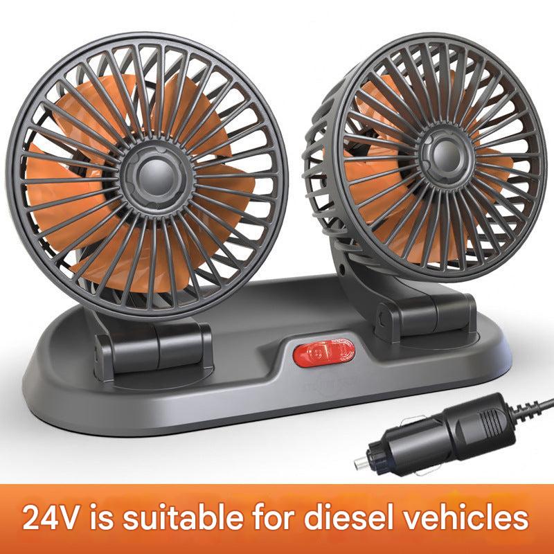 dual head car fan mounted in vehicle