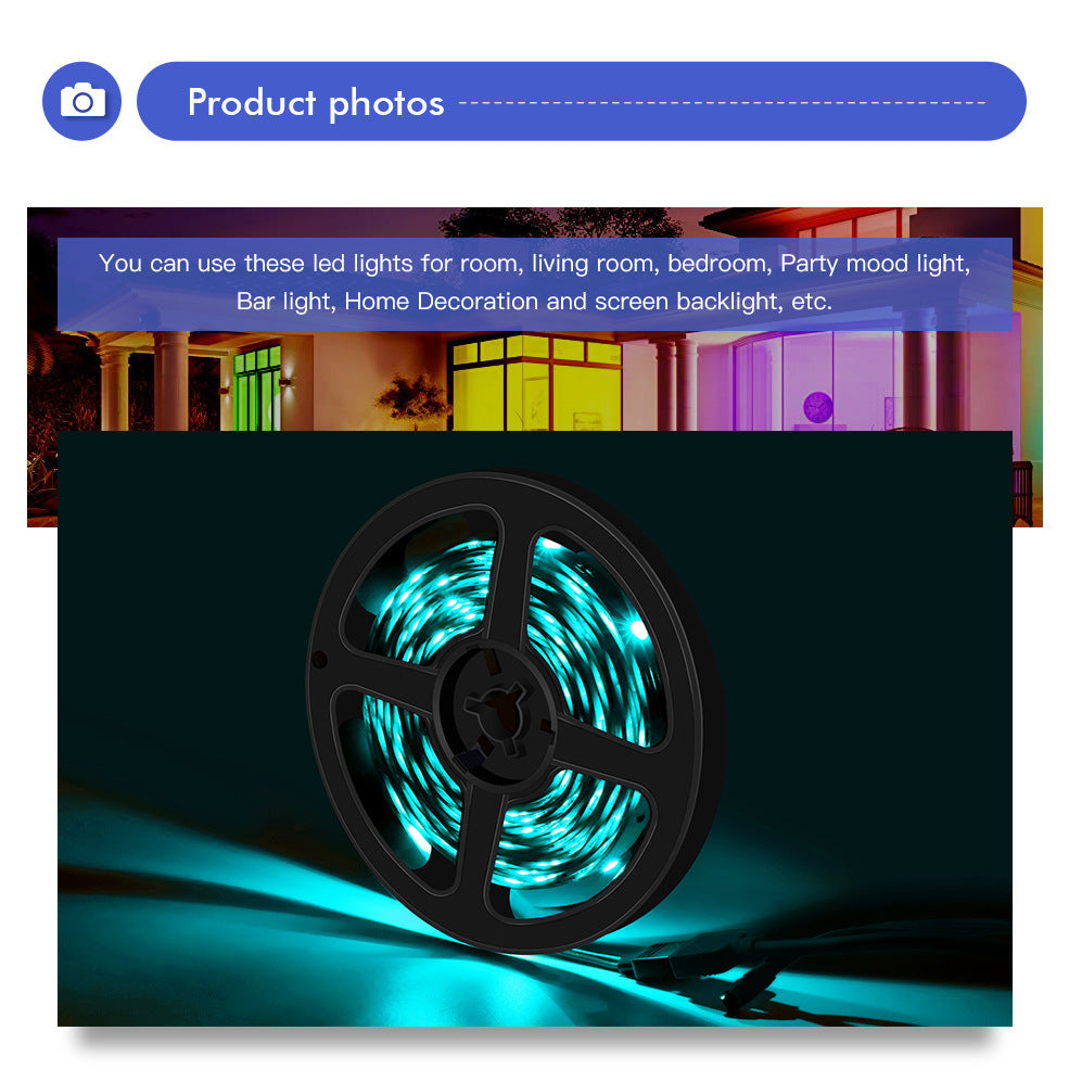 LED strip lighting setup behind a TV
