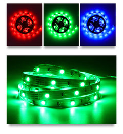 Flexible RGB LED strip with adhesive backing