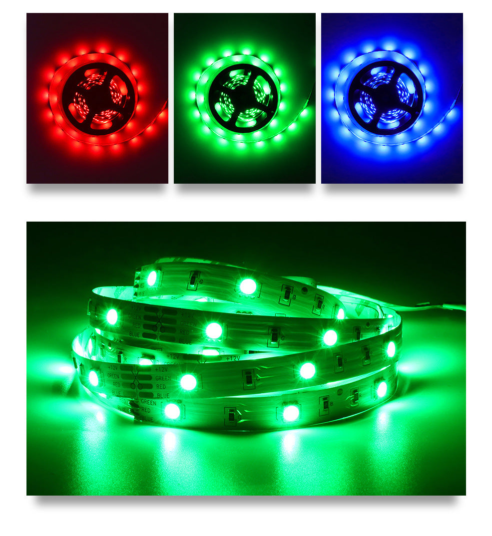 Flexible RGB LED strip with adhesive backing