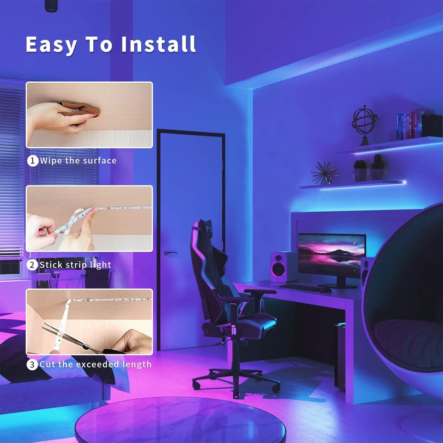 RGB LED strip in active use