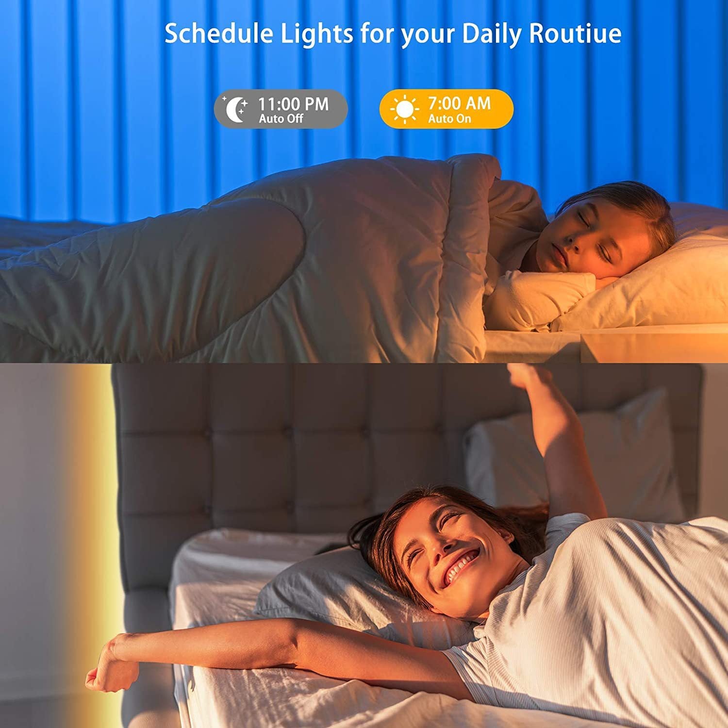 Example setup of LED strip lights in living room