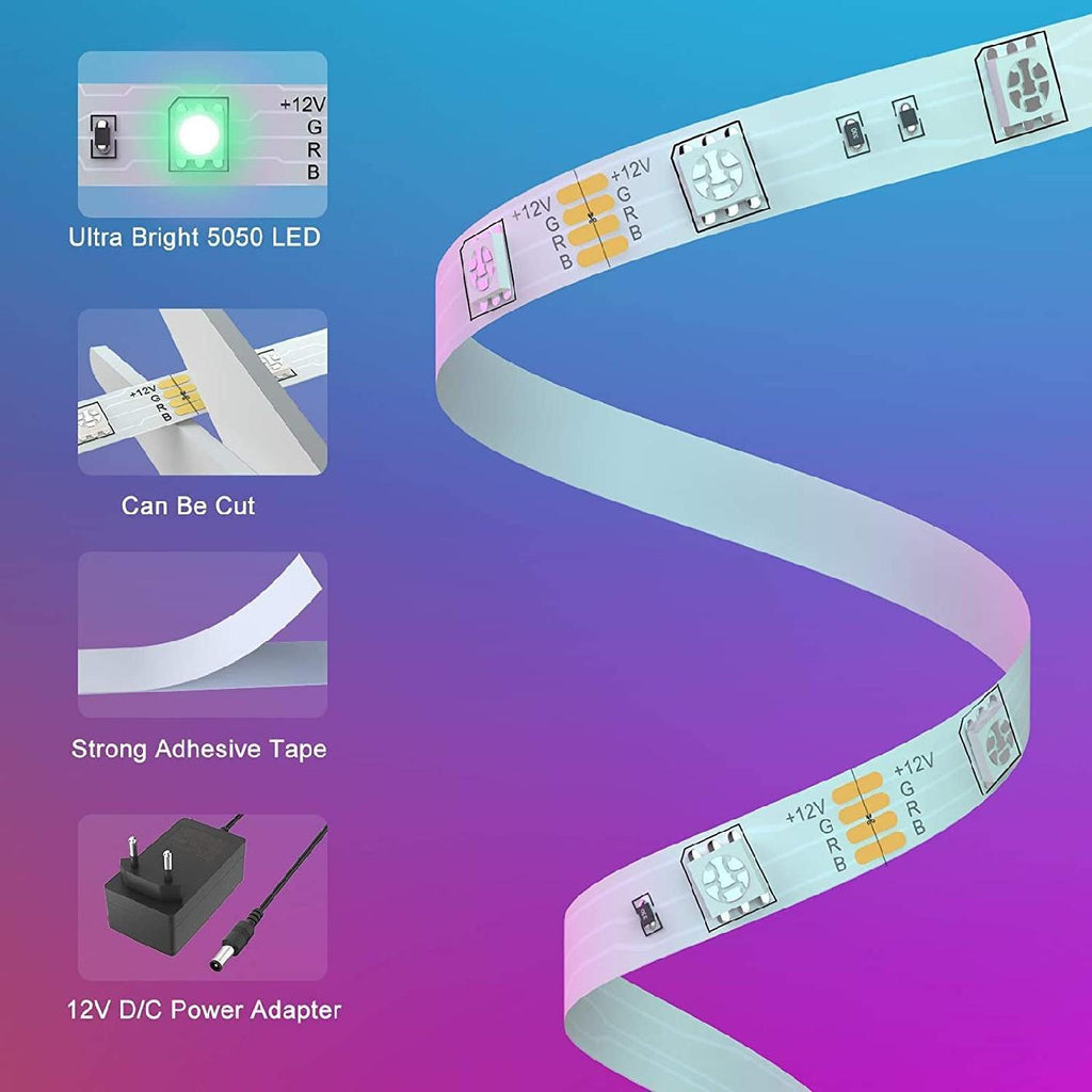 LED strip lighting setup behind a TV