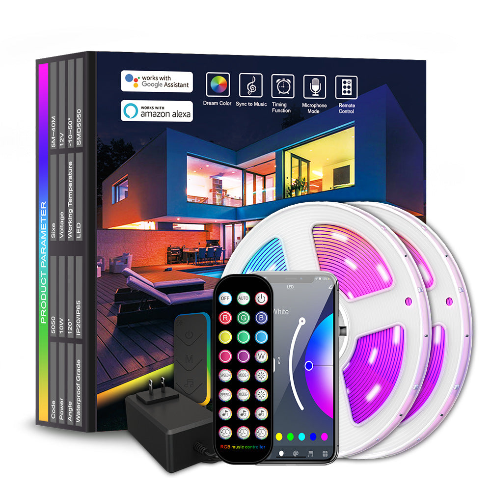 Waterproof RGB LED strip in outdoor setting