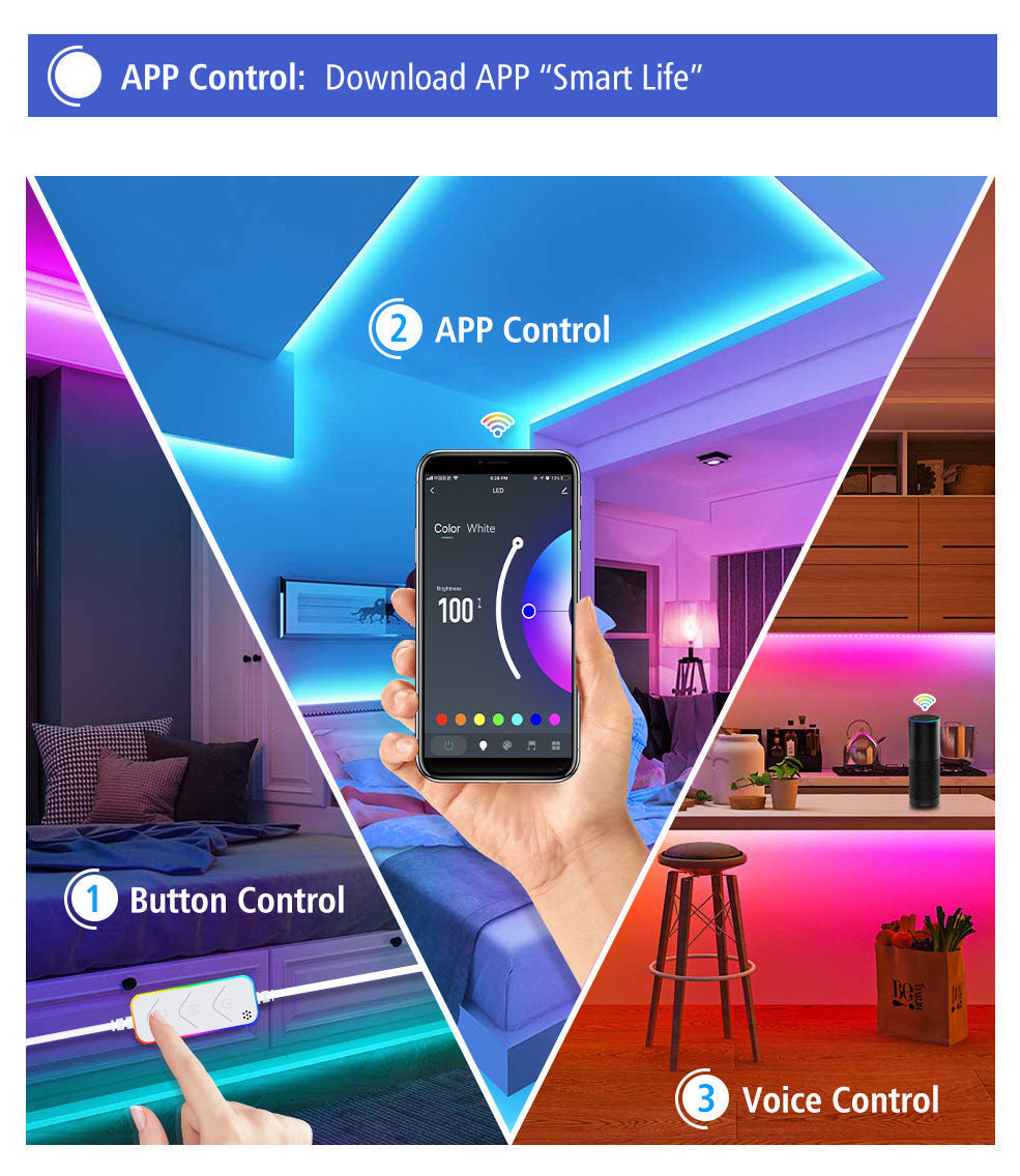 RGB LED strip in active use