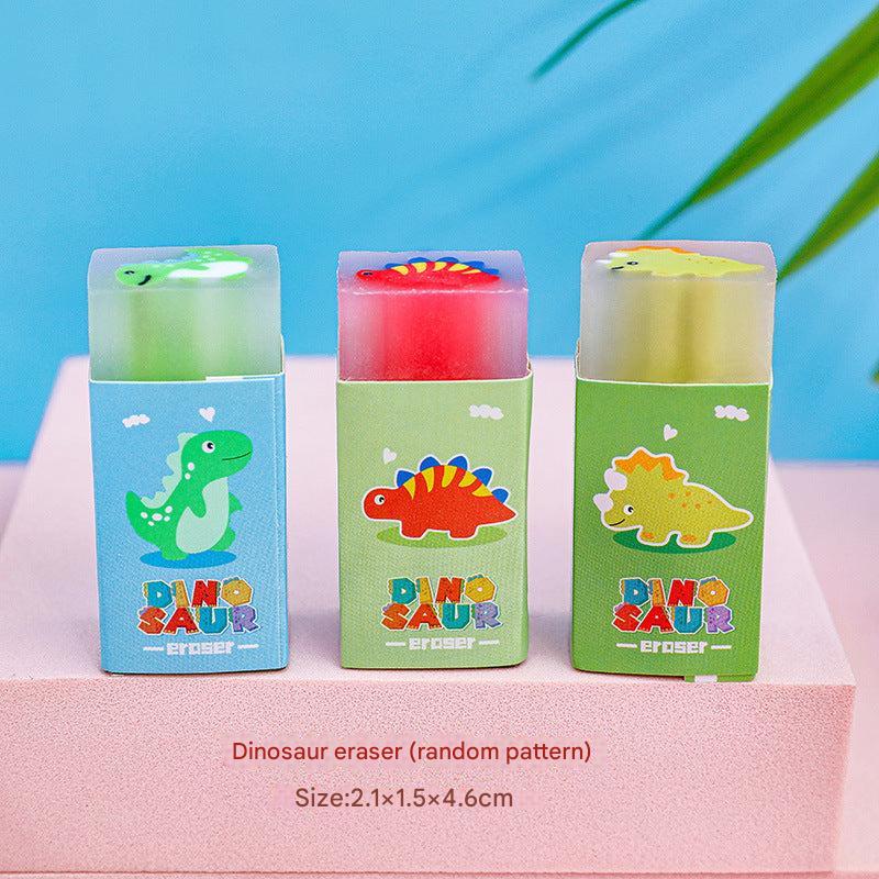 brightly coloured fruit erasers arranged