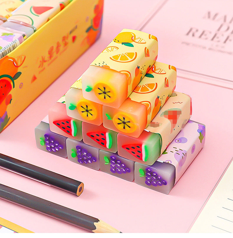 colourful fruit-shaped erasers assortment