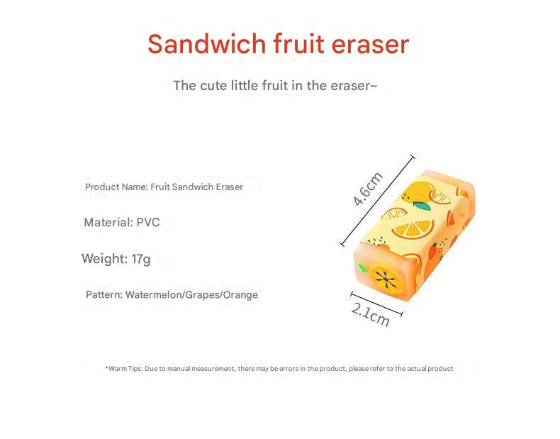 individual fruit eraser close up