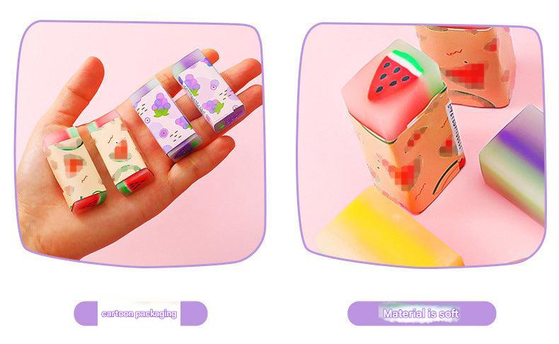 various fruit designs of erasers for kids