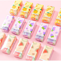 vibrant collection of fruit erasers