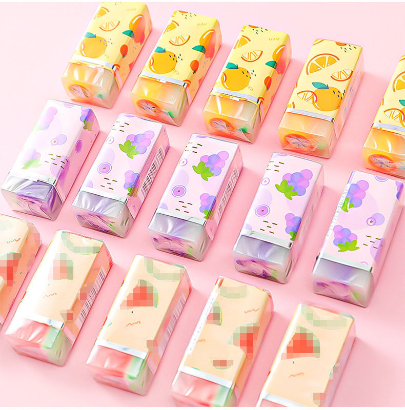 vibrant collection of fruit erasers