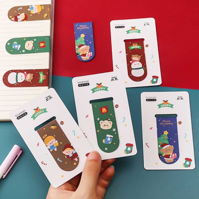 Cute cartoon bookmark in snowman theme