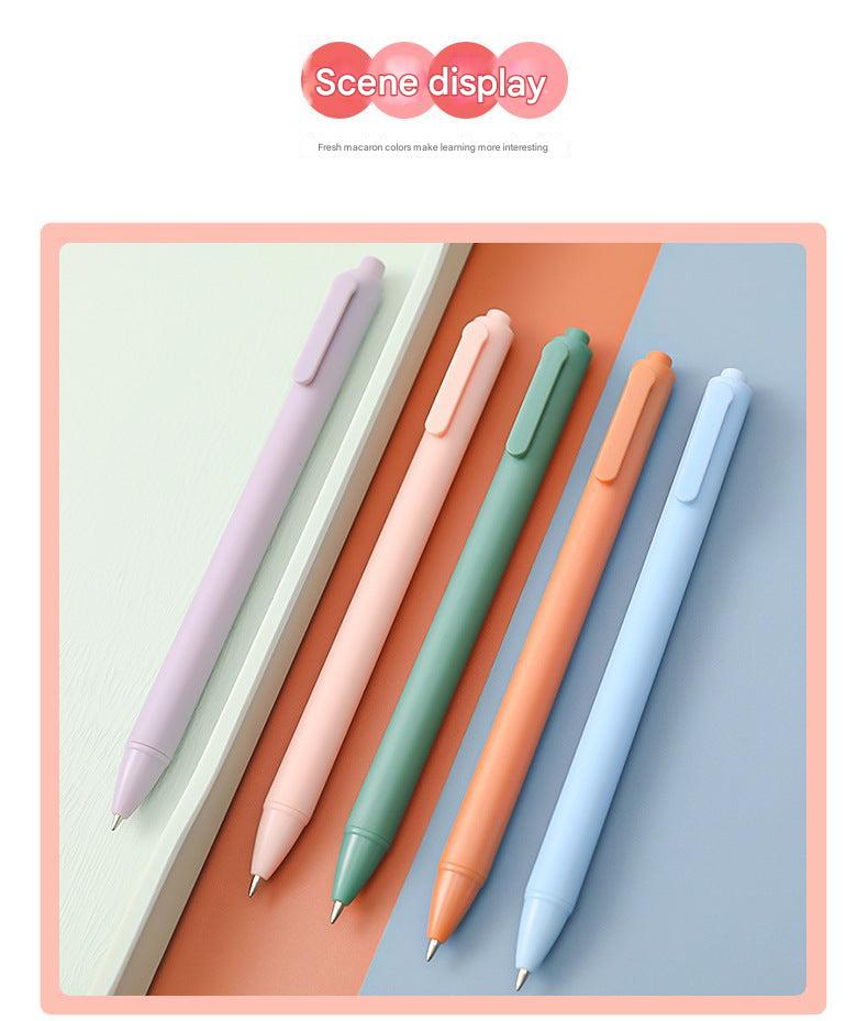 Chic macaron coloured gel pens displayed on desk