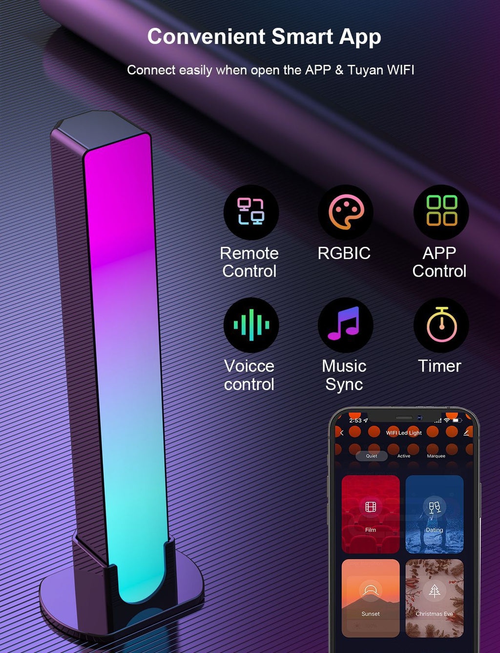 Smart LED Ambient Desk Lamp in a gaming setup