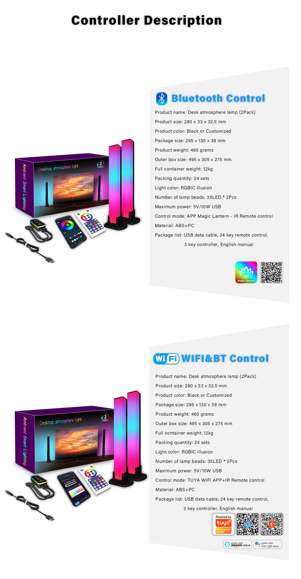 Customisable LED lamp with remote control features