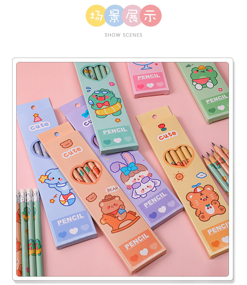 Funny teddy bear themed pencil set image 3