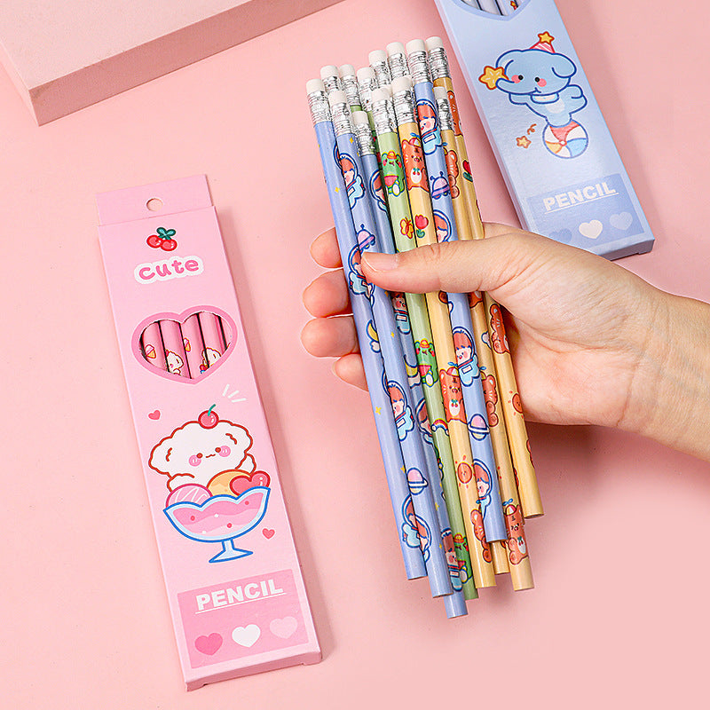 Funny teddy bear themed pencil set image 3