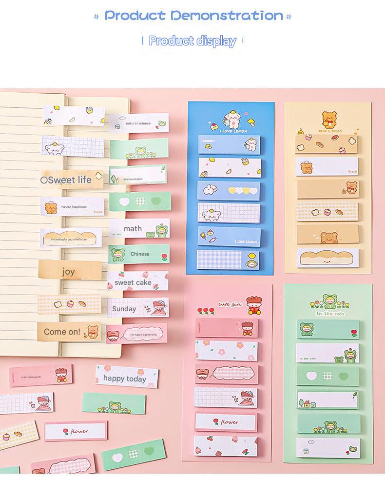 Portable sticky note pads in a backpack