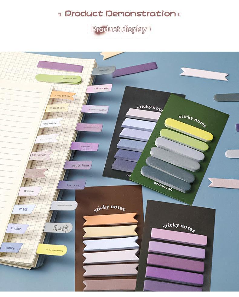 brown and blue Morandi sticky notes on flat surface