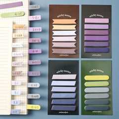 close-up view of Morandi sticky notes in use