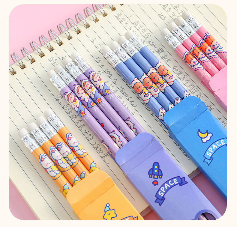 top view of colourful sketching pencils