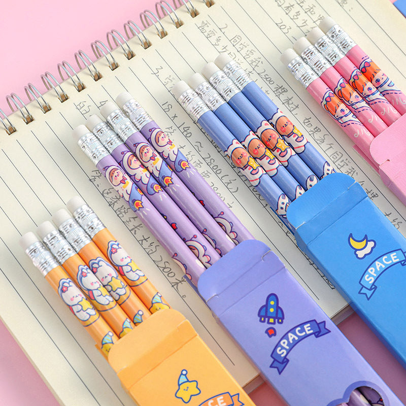 top view of colourful sketching pencils