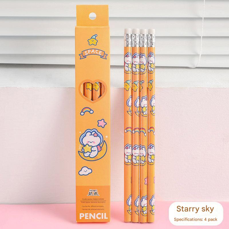 wooden pencils with fun space designs