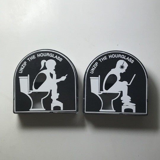 Toilet-Shaped Timer on Bathroom Counter