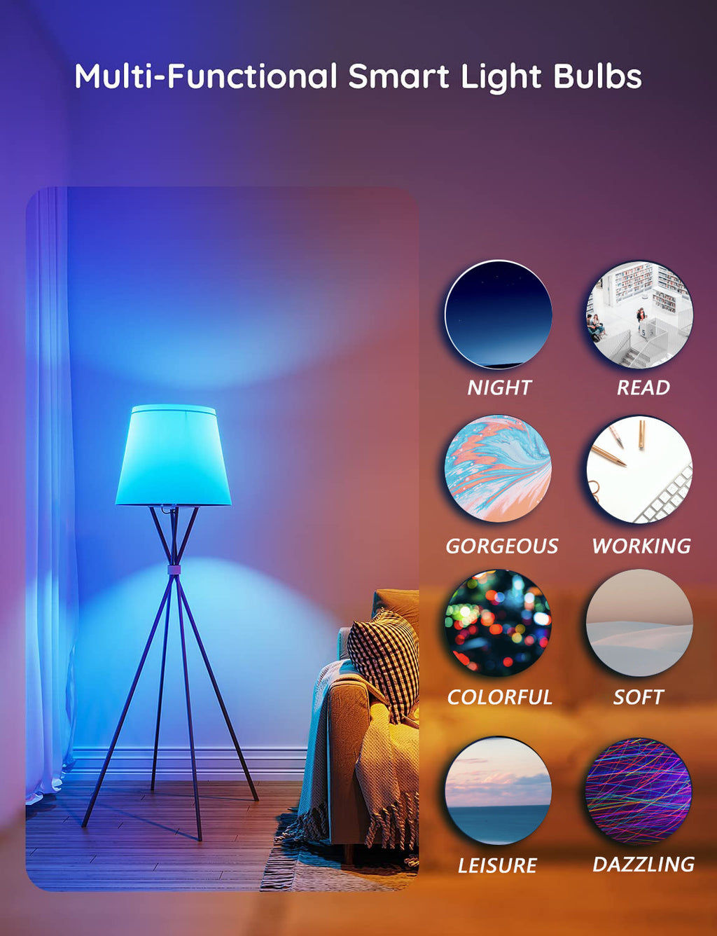 Smart LED light bulb RGB colour changing in packaging