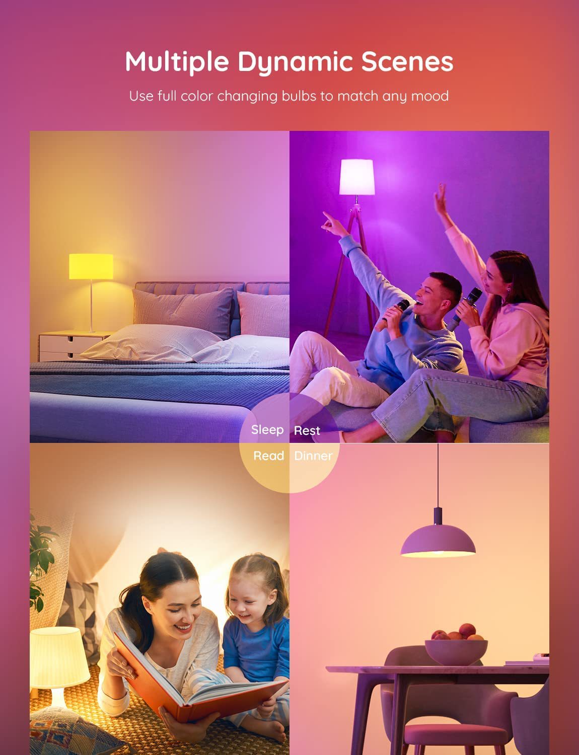 Smart LED light bulb with voice assistant compatibility