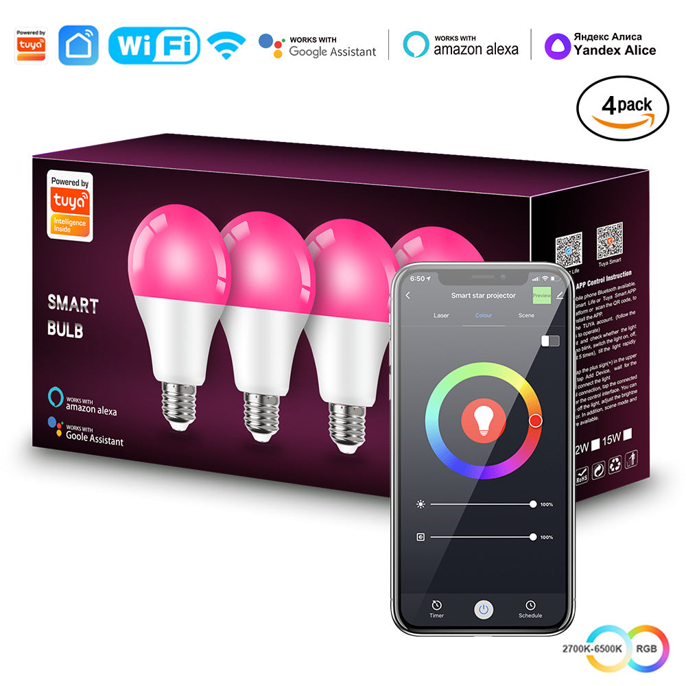 Smart LED light bulb with voice assistant compatibility