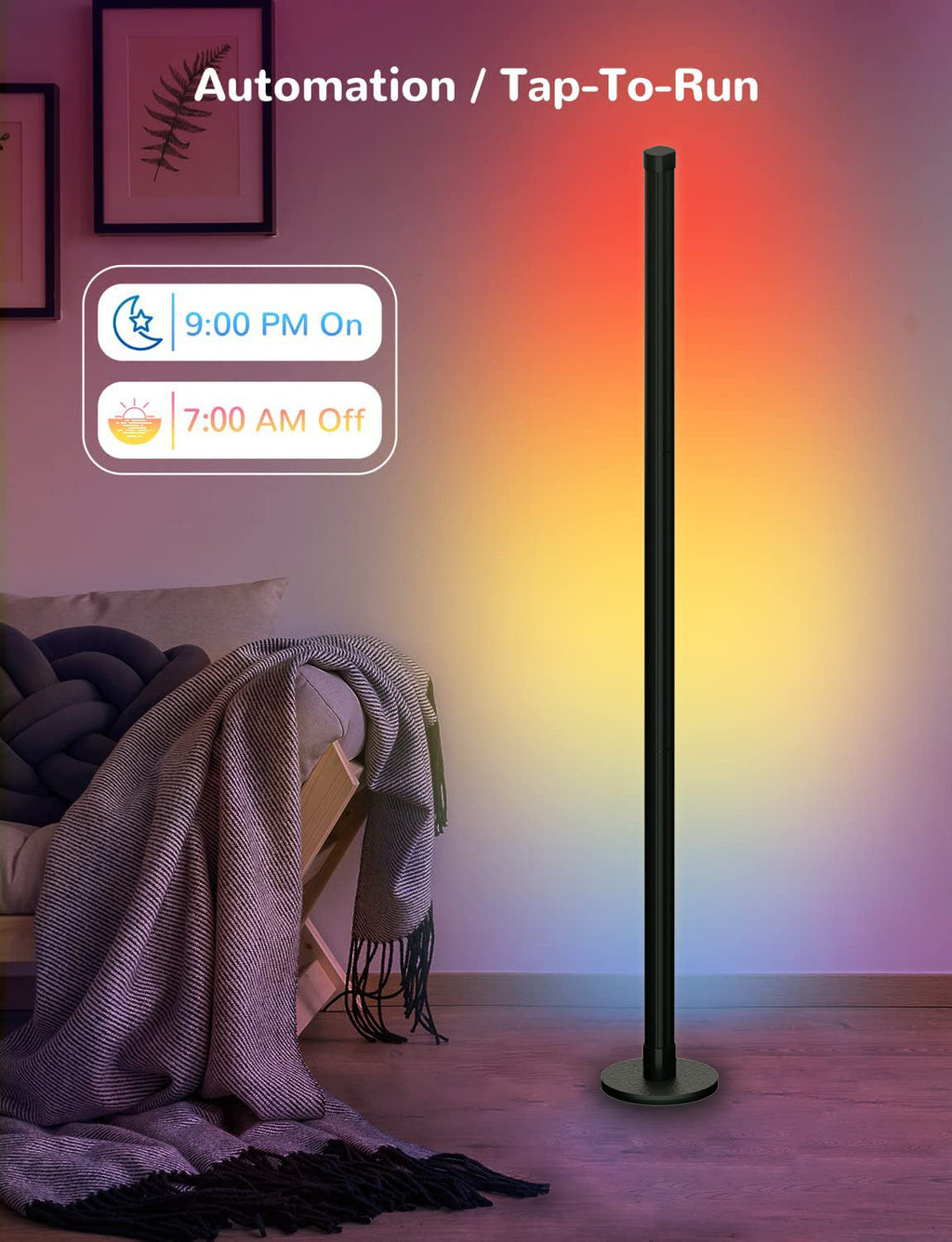 Stylish corner lamp enhancing room ambiance