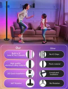 Modern Minimalist RGB Corner Floor Lamp with Bluetooth Control