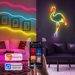 Decorative smart LED strip installed in living space