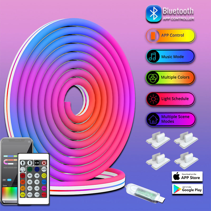 App-controlled LED lights enhancing room decor