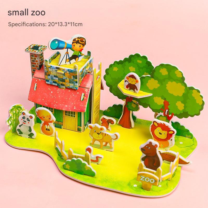 Kids assembling 3D puzzle kit