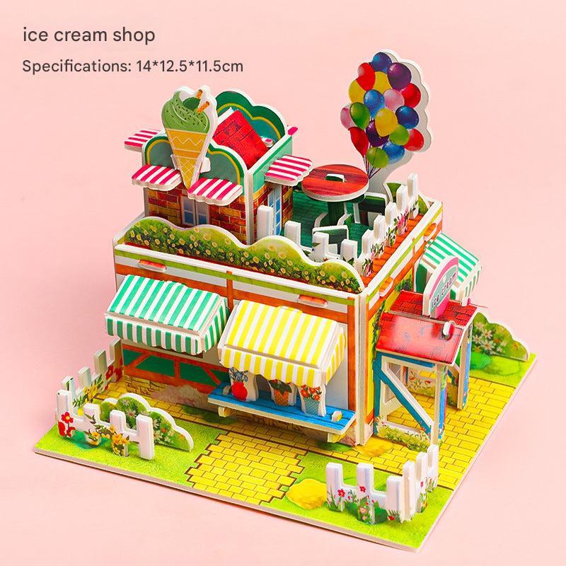 Child playing with 3D Ice Cream Shop puzzle