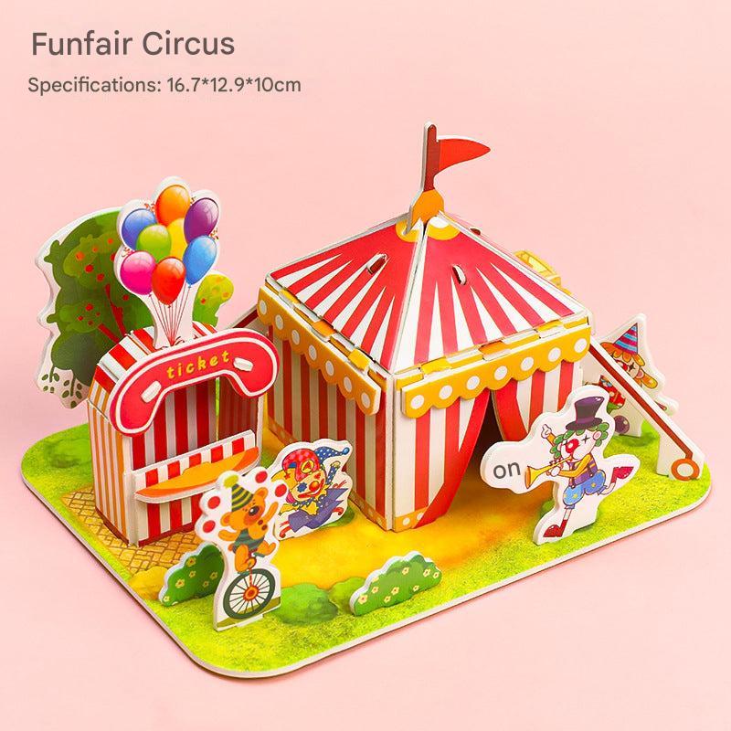 Child creating with colourful foam puzzles