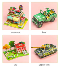 Kids assembling 3D puzzle kit