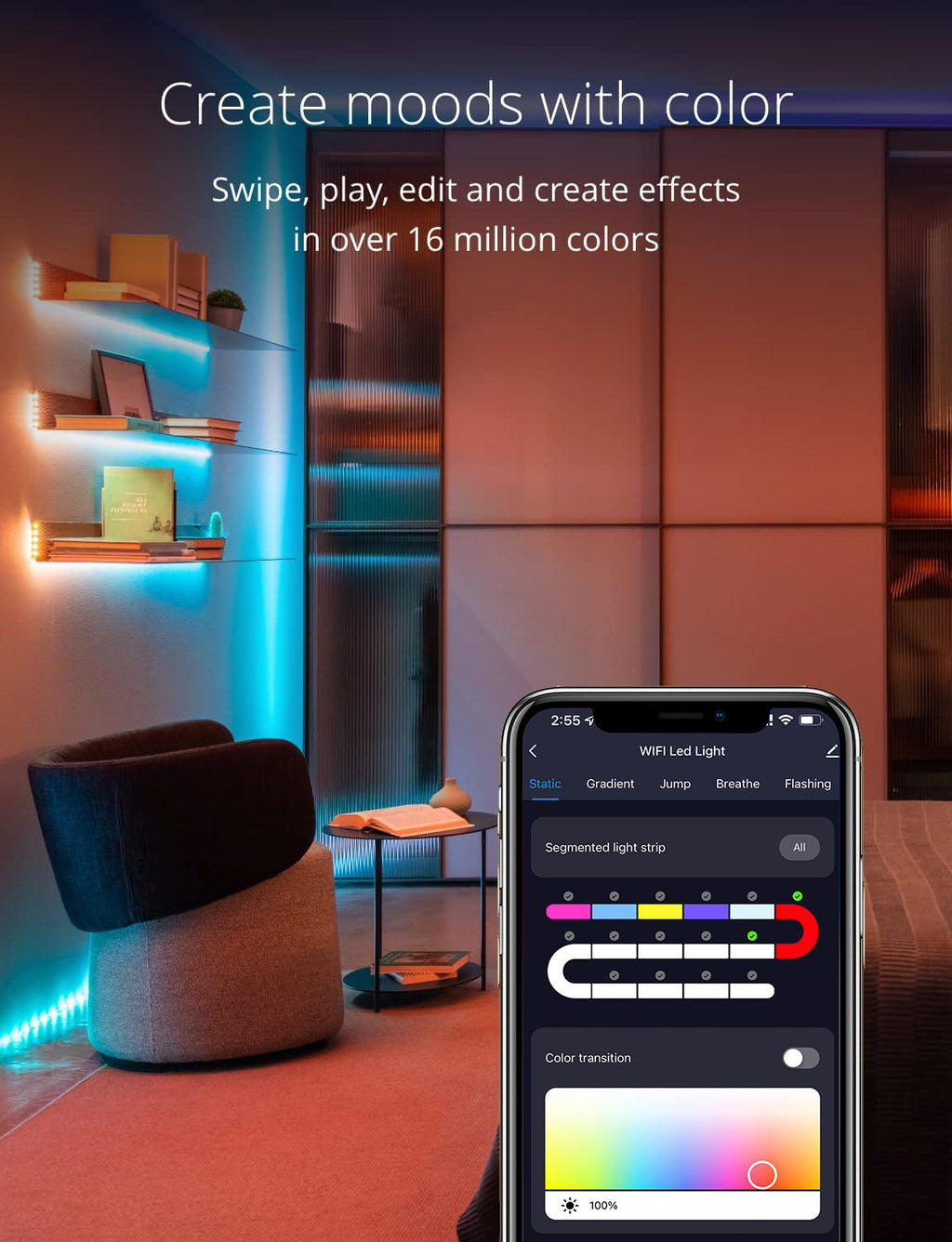 Elegant LED string lights hanging decoratively