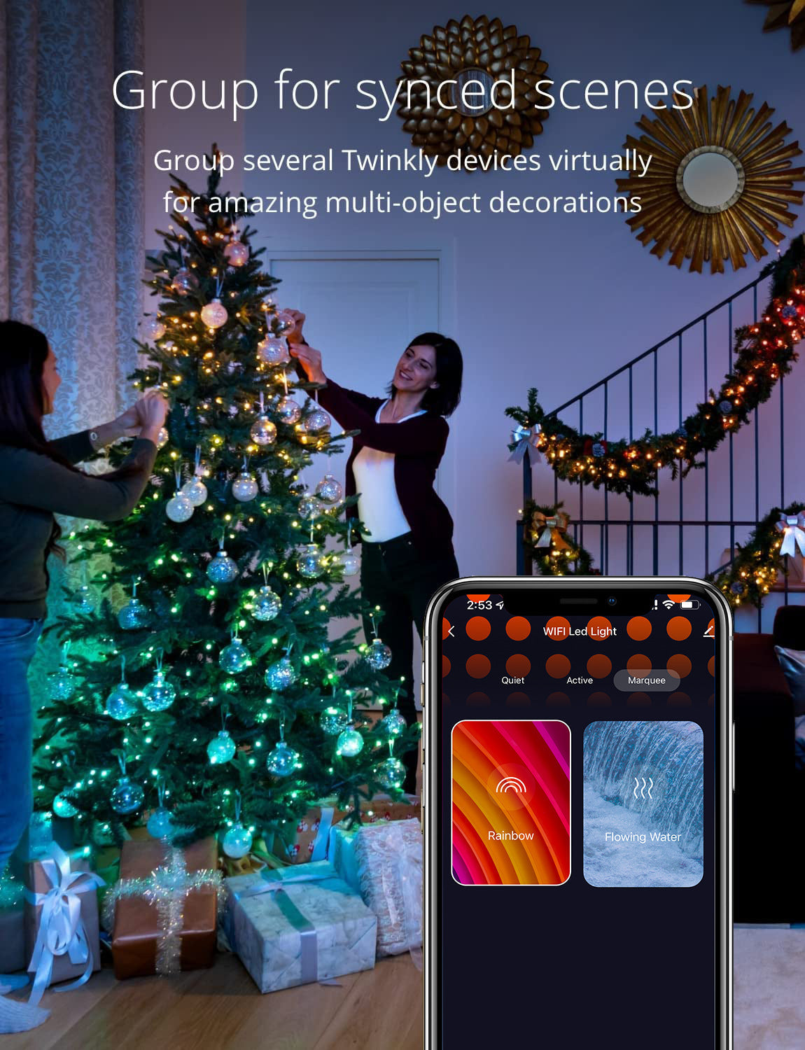 USB powered LED string lights connected